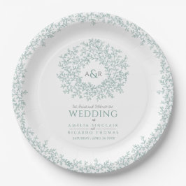 Grünes Kreissblatt zeichnend Mono-Hochzeit Pappteller