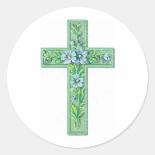 grünes Kreuz Runder Aufkleber