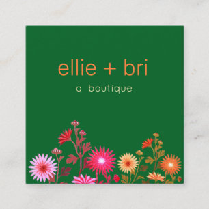 Grünes Land Blumen Boho Boutique Stylist Quadratische Visitenkarte