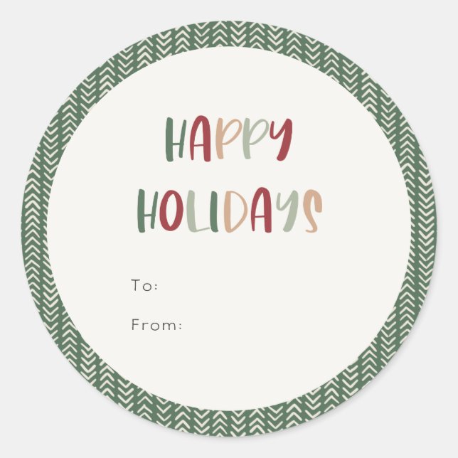 Grünes Lässiges Happy Holidays Geschenk Runder Aufkleber (Vorderseite)