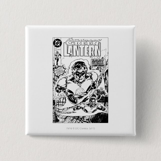 Grünes Laternen-Fliegen, Schwarzweiss Button (Vorderseite)