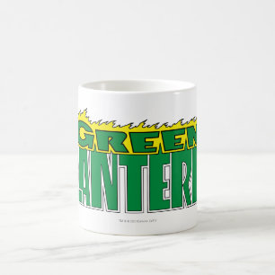 Grünes Laternen-Logo - gelbe Flammen Kaffeetasse