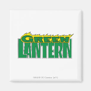 Grünes Laternen-Logo - gelbe Flammen Magnet