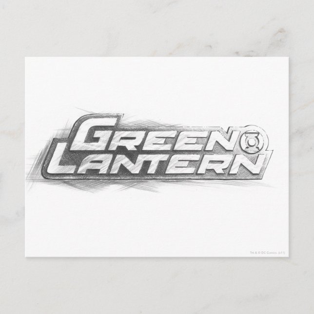 Grünes Laternen-Zeichnen Postkarte (Vorderseite)