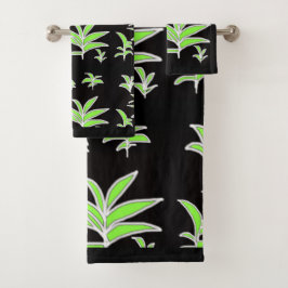 Grünes Leaf Badhandtuch Set