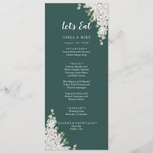 Grünes Leaf Blumengrün Danke und Hochzeitsmenü Menükarte