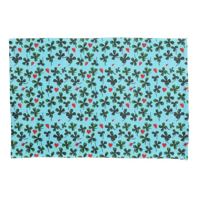Grünes Leaf Clover Liebe Wasserfarbe Kissenbezug (Vorderseite)