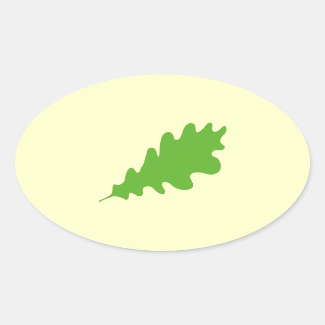 Grünes Leaf, Eichenblätterdesign. Ovaler Aufkleber (Vorderseite)