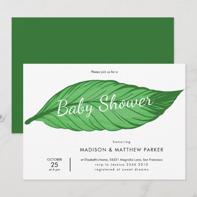 Grünes Leaf Einladung (Vorne/Hinten)
