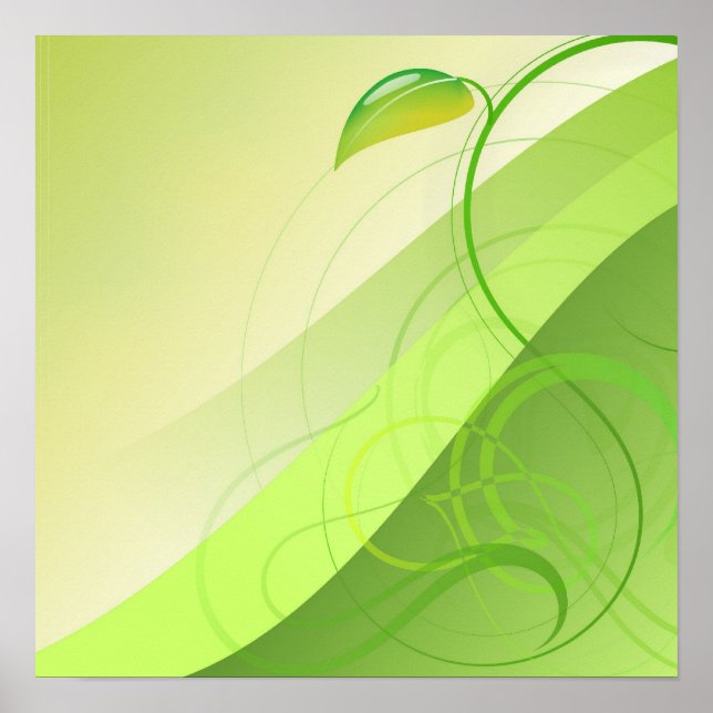 Grünes Leaf-Hintergrundplakat Poster (Vorne)