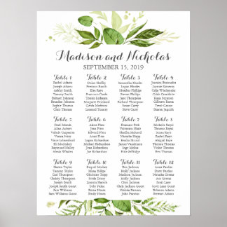 Grünes Leaf Hochzeitsdiagramm, rustikale Vegetatio Poster