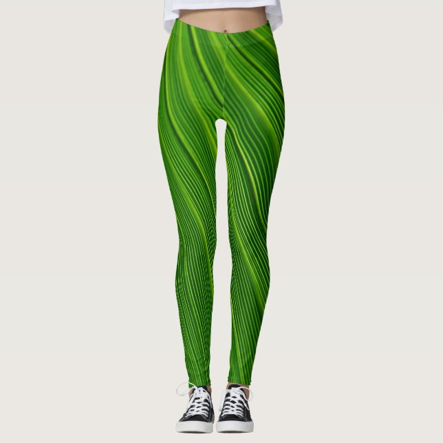 Grünes Leaf Leggings (Vorderseite)