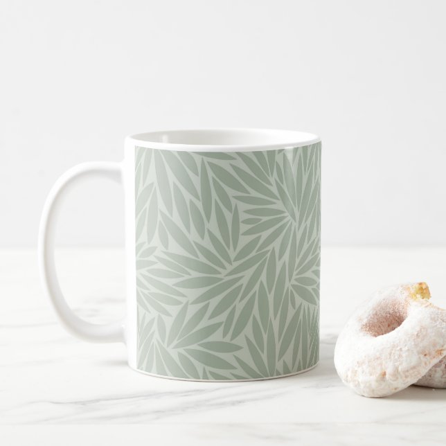 Grünes Leaf-Muster in Blassstube Kaffeetasse (Mit Donut)