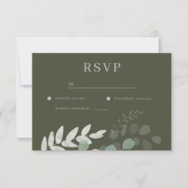 Grünes Leaf Olive Wedding RSVP Karte