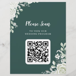 Grünes Leaf QR Code Hochzeit Flyer