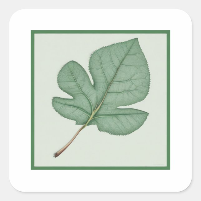 Grünes Leaf Quadratischer Aufkleber (Vorderseite)