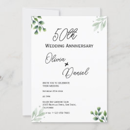 Grünes Leaf' Standard 50. Hochzeitstag Einladung
