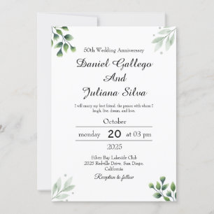 Grünes Leaf' Standard-Hochzeitstag Einladung