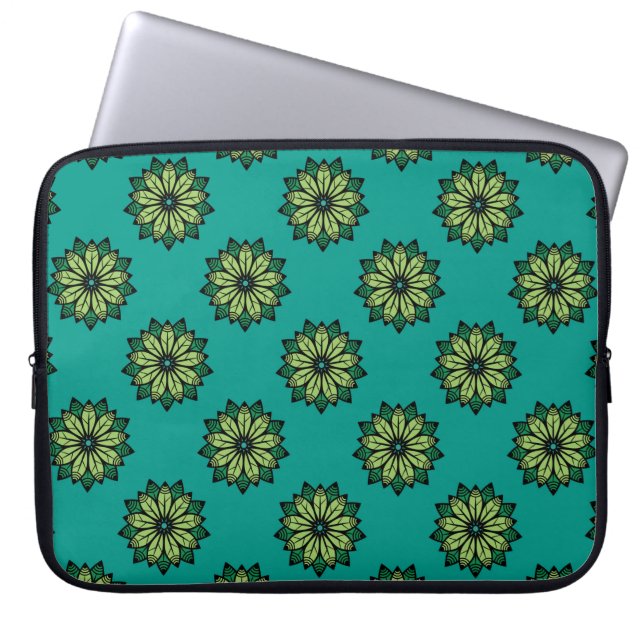 Grünes Leaf und Blume nahtlos Muster Hintergrund. Laptopschutzhülle (Vorderseite)