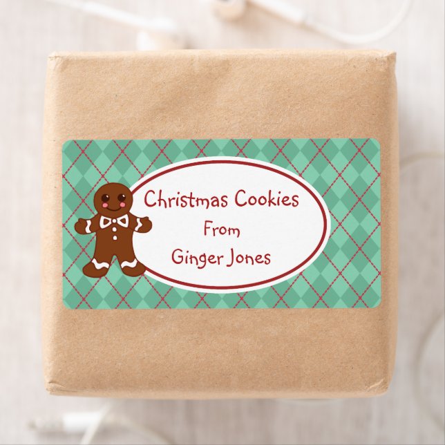 Grünes Lebkuchen Weihnachtskekse Etiketten (Insitu)
