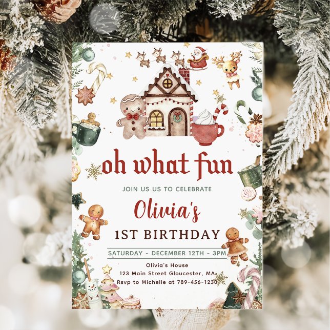 Grünes Lebkuchen Weihnachtskekse Geburtstag Einladung (Von Creator hochgeladen)