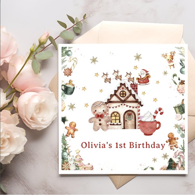 Grünes Lebkuchen Weihnachtskekse Geburtstag Serviette (Von Creator hochgeladen)