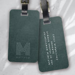 Grünes Leder Dicke Monogramm Maskuline Gepäckanhänger<br><div class="desc">Ein fett gedrucktes Monogramm</div>