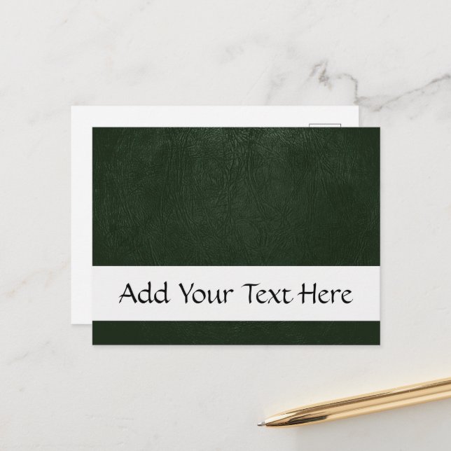 Grünes Leder, Ledertextur, Lederhintergrund Postkarte (Vorderseite/Rückseite Beispiel)