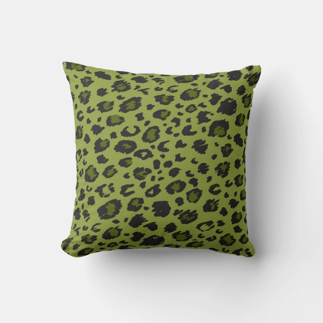 Grünes Leopard-Druck-Kissen Kissen (Vorderseite)