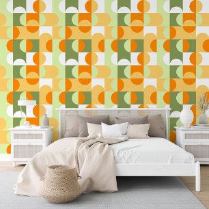 Grünes Licht-Lime-Orange-Weiße-Kreise-Kunstmuster Tapete