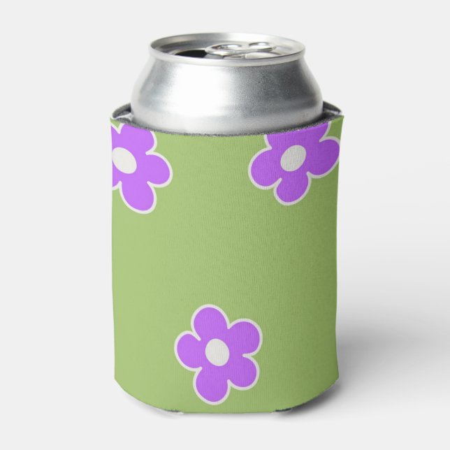 Grünes Lila Blumengeflecht Retro Drink Dosenkühler (Kanne Vorderseite)