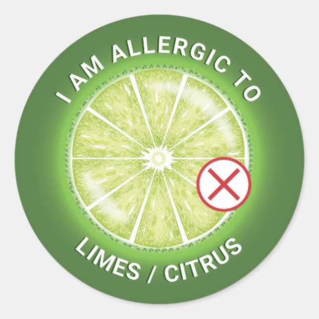 Grünes Limones Citrus Fruit Food Allergy Bewusstse Runder Aufkleber (Vorderseite)