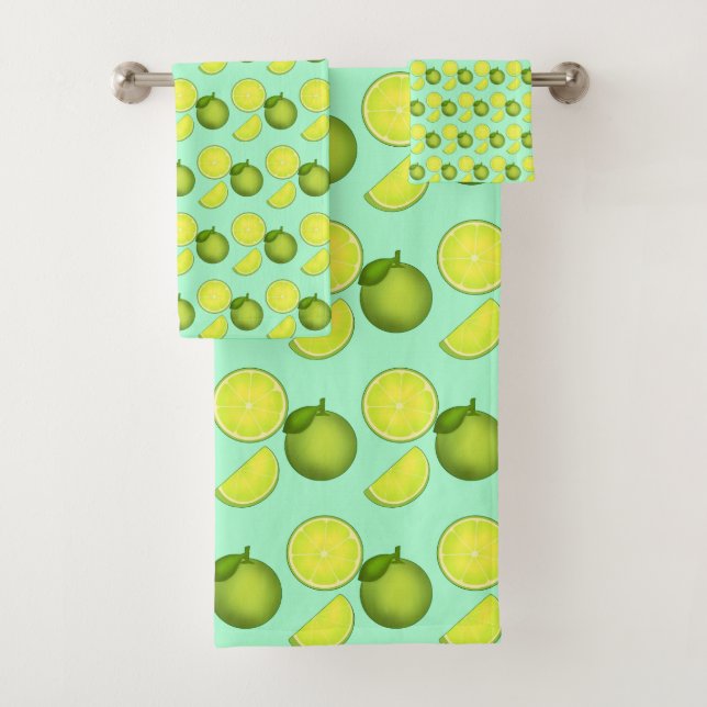 Grünes Limones Muster Badhandtuch Set (Insitu)