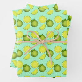 Grünes Limones Muster Geschenkpapier Set