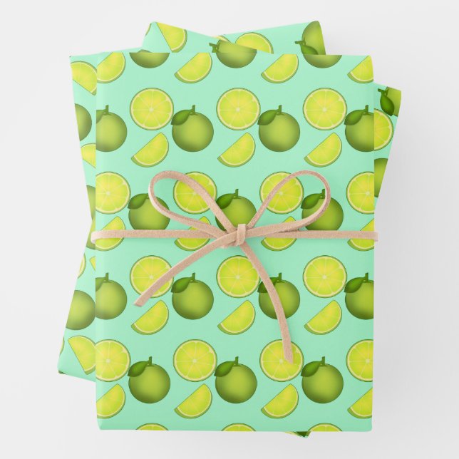 Grünes Limones Muster Geschenkpapier Set (Beispiel)