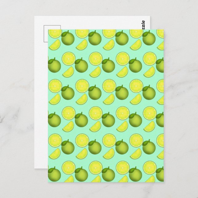 Grünes Limones Muster Postkarte (Vorne/Hinten)