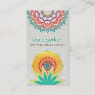 Grünes Lotos-Blumemandala-Logo-Yoga-Heilen Visitenkarte