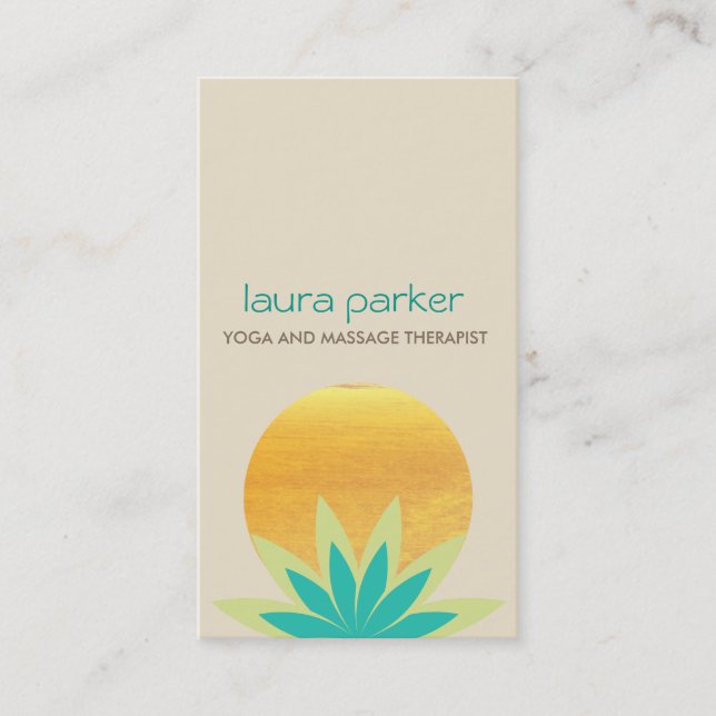 Grünes Lotos-Blumen-Logo-Yoga-heilende Gesundheit Visitenkarte (Vorderseite)