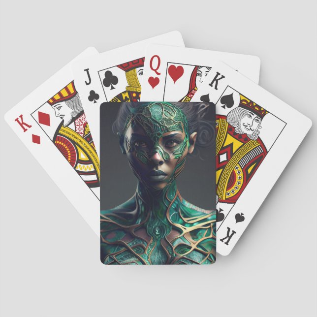 Grünes Mädchen Spielkarten (Rückseite)