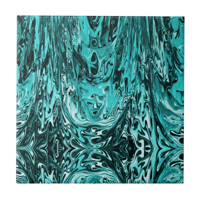 Grünes Malachituol Acrylic-Pour-Marmor Fliese (Vorderseite)