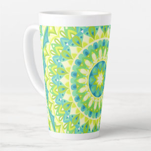 Grünes Mandala Naturinspiriertes Boho-Hygge-Muster Milchtasse