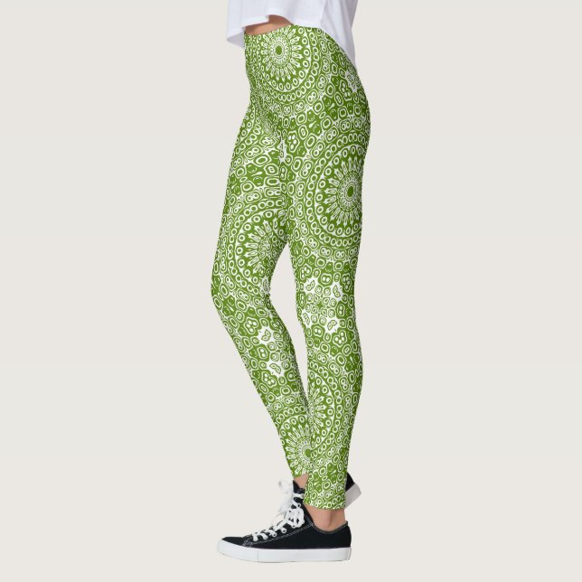Grünes Mandala-Naturmuster Leggings (Links)