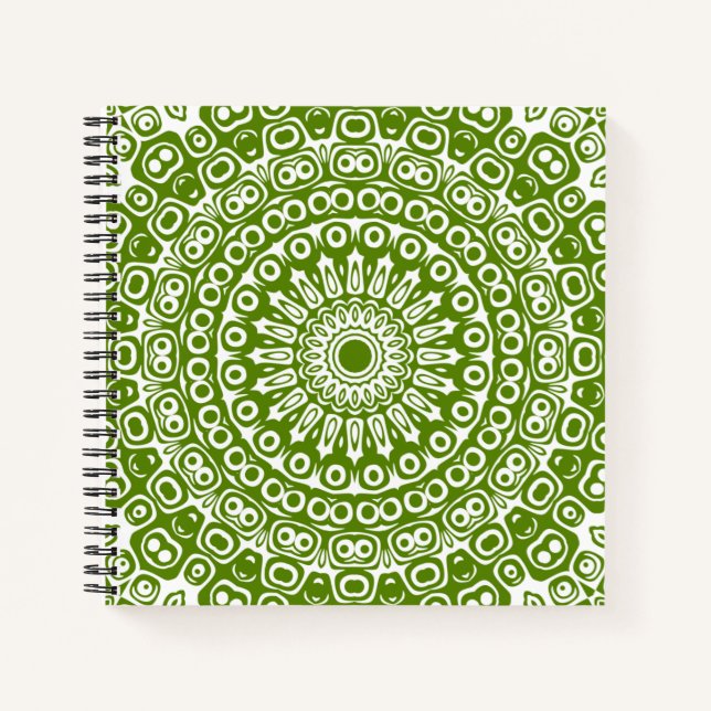 Grünes Mandala-Naturmuster Notizbuch (Vorderseite)