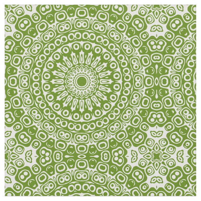 Grünes Mandala-Naturmuster Stoff (Nahaufnahme)