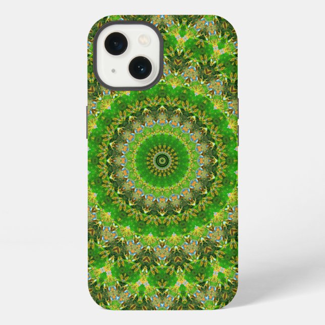 Grünes Mandala-Rad iPhone Hülle (Rückseite)