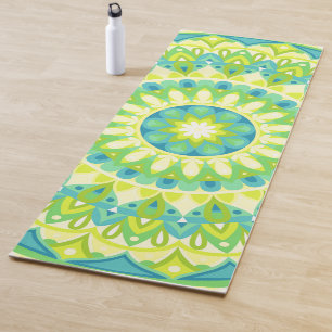 Grünes Mandala zentriertes naturinspiriertes Medit Yogamatte