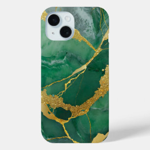 Grünes Marmormuster mit Gold Case-Mate iPhone Hülle