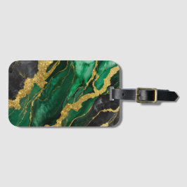 Grünes Marmormuster mit Gold Gepäckanhänger