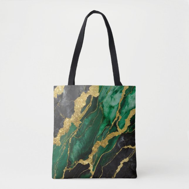 Grünes Marmormuster mit Gold Tasche (Vorderseite)