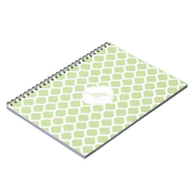 Grünes marokkanisches Muster mit Monogram-Notebook Notizblock (Linke Seite)